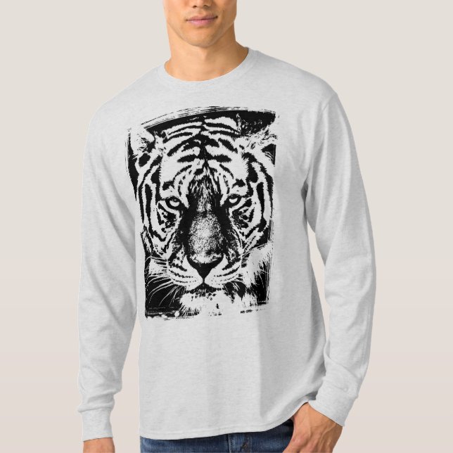 Camiseta Tigre gris de manga larga de plantilla moderna par (Anverso)
