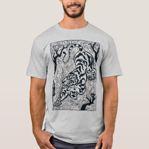 Camiseta Tigre Gris Vintage En El Arte De La Selva