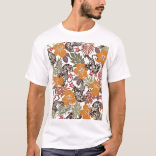 Camiseta Tigre Hibiscus, Patrón Exótico.
