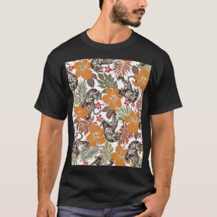 Camiseta Tigre Hibiscus, Patrón Exótico.