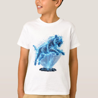 Camiseta Tigre holográfico futurista en tecnología de cienc