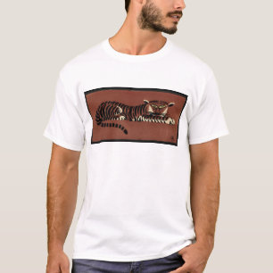 Camiseta Tigre - Ilustracion de libros anticuario y colorid