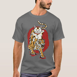 Camiseta Tigre japonés Maneki Neko Lucky Cat Tráfico japoné
