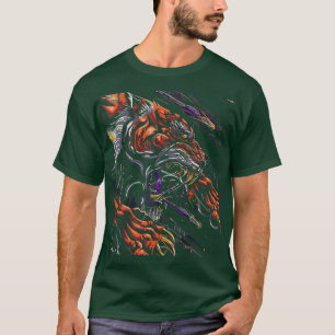 Camiseta Tigre japonés: tradición asiática de flores de cer
