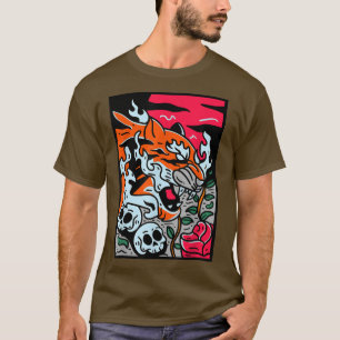 Camiseta Tigre japonés: tradición asiática de flores de cer