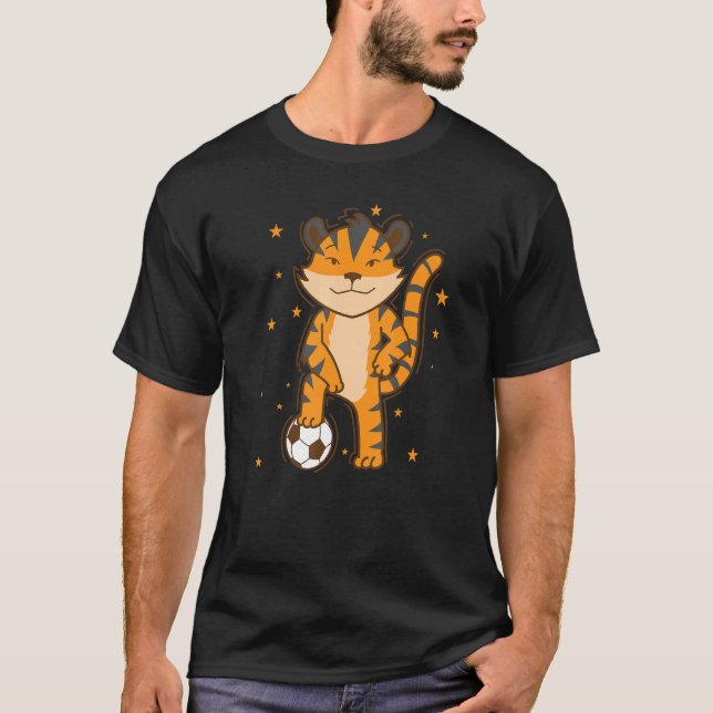 Camiseta Tigre jugando Soccer gran gato (Anverso)
