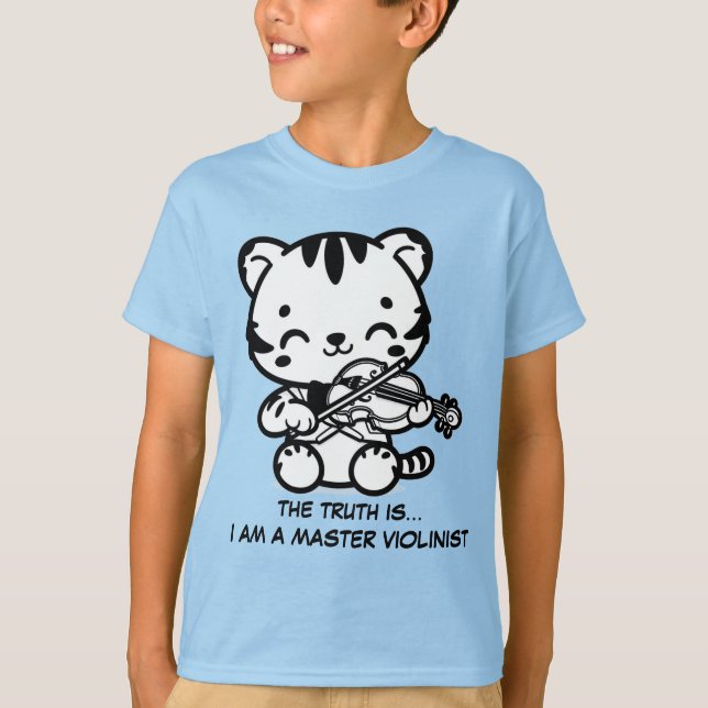 Camiseta Tigre kawaii jugando violín (Anverso)