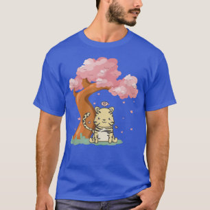 Camiseta Tigre kawaii y árbol J de cerezo sakura