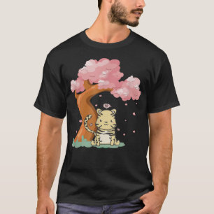Camiseta Tigre kawaii y árbol J de cerezo sakura
