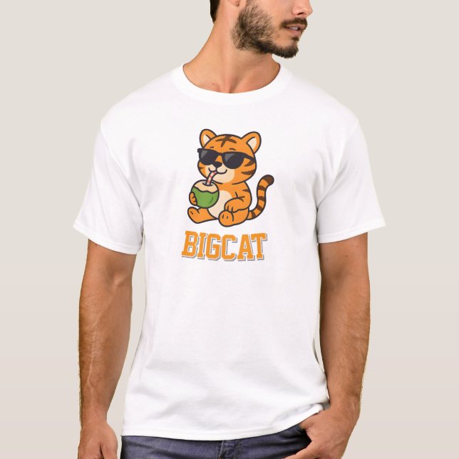 Camiseta Tigre lindo Unisex hombre mujer ropa gato grande (Anverso)