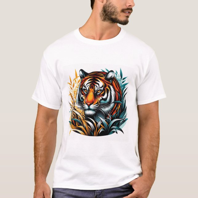 Camiseta Tigre majestuoso en la jungla vibrante (Anverso)