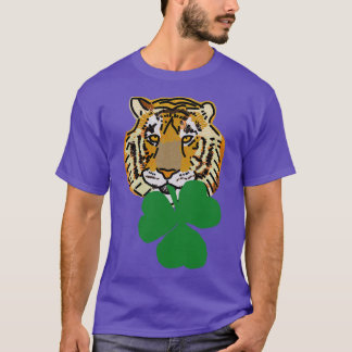 Camiseta Tigre mordiendo shamrock para el día de los patron