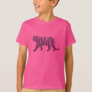 Camiseta Tigre negro y rosado caliente de silueta