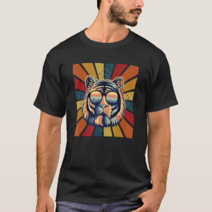 Camiseta Tigre Retro Funky Con Diseño Colorido De Gafas De 