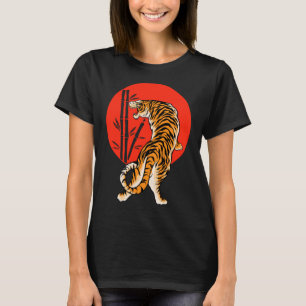 Camiseta Tigre Rojo Sol Bambú Chino Tradicional