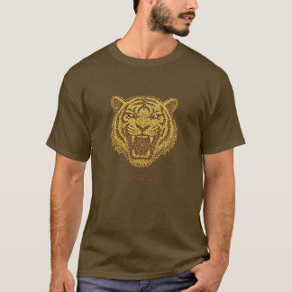Camiseta Tigre Rugiente Dorado | Tigre Brillante F