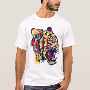 Camiseta Tigre ruidoso: colorido ilustracion de cabeza.