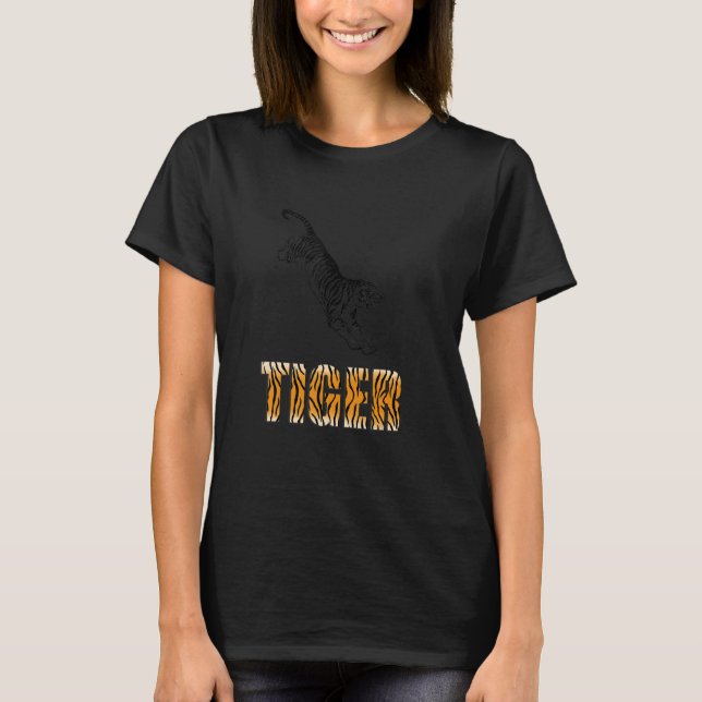 Camiseta Tigre saltando gran felino (Anverso)