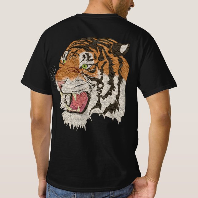 Camiseta Tigre salvaje clásico ilustracion negro gráfico (Reverso)