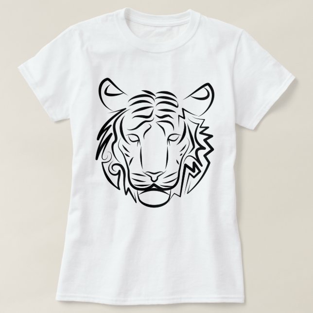 Camiseta Tigre tribal blanco y negro (Diseño del anverso)