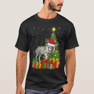 Camiseta Tigre vacaciones de Navidad Santa Tigre Blanco Nav