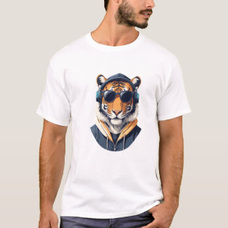 Camiseta Tigre vistiendo a Hoodie Carácter animal divertido