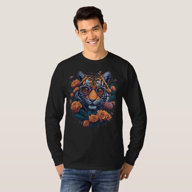Camiseta Tigre y gafas de sol divertidos (Anverso completo)