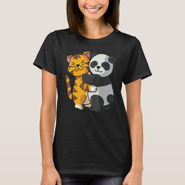 Camiseta Tigre Y Panda Cute Animales Del Zoológico Abrazand (Anverso)