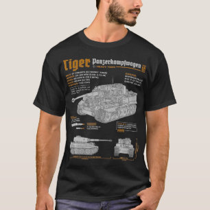 Camiseta Tigre y tanque Panzer PzKpfw VI World War 2 Bluepr