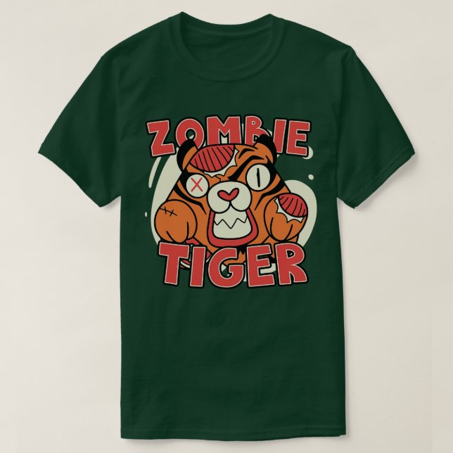 Camiseta Tígre zombi divertido Halloween Animales zombies (Diseño del anverso)