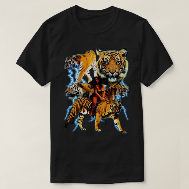 Camiseta Tigres antiguos 90s y2k Cat Graphic tiene un rayo (Diseño del anverso)