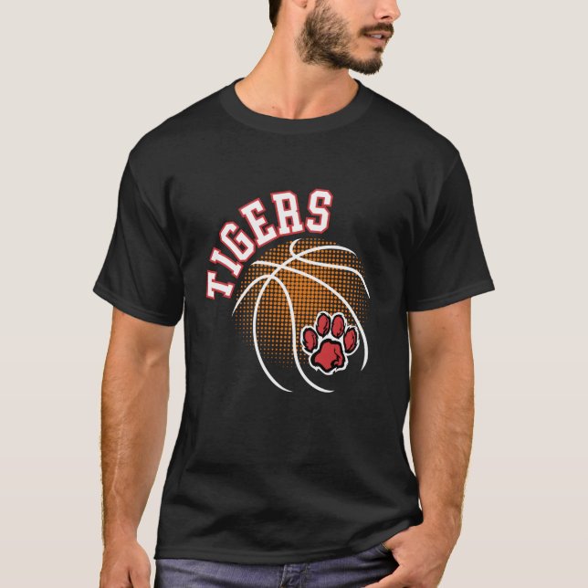 Camiseta Tigres de Baloncesto Tigre Rojo Orgullo Paw Print  (Anverso)