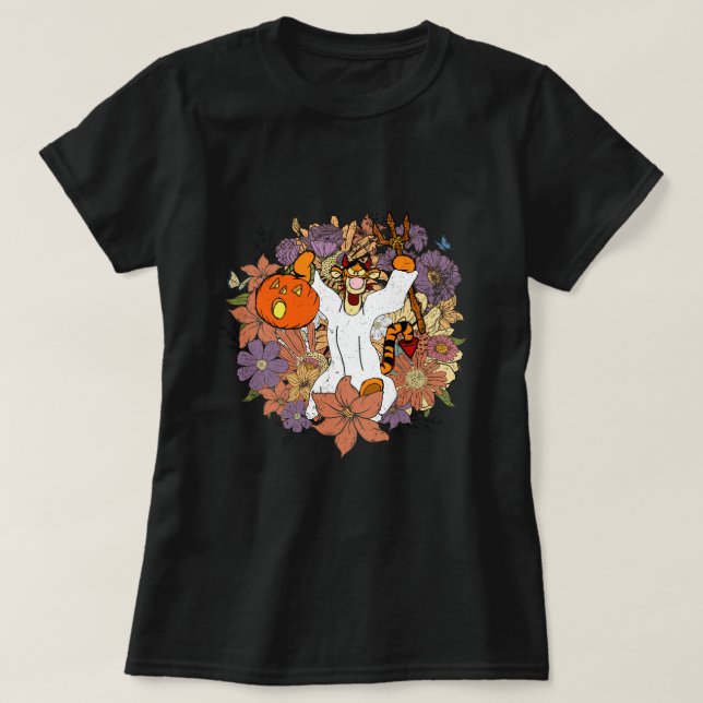 Camiseta tigres de flores pooh (Diseño del anverso)