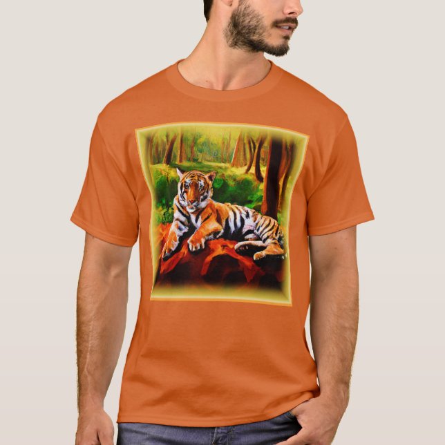 Camiseta "Tigres majestuosos descansando en lo salvaje". ¡H (Anverso)