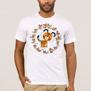 Camiseta Tigres Mandala Dibujos Animados Divertido