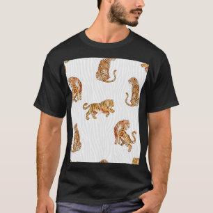 Camiseta Tigres salvajes: Patrón animal acuarela.