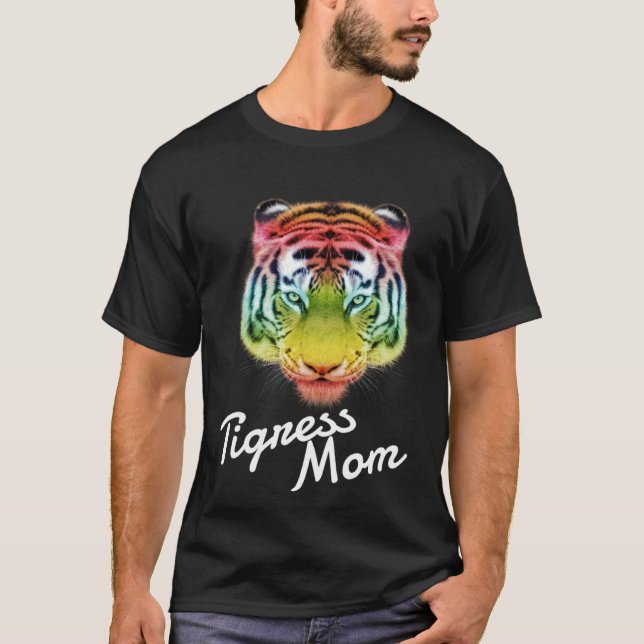 Camiseta Tigress Mom Rainbow Tiger (Anverso)