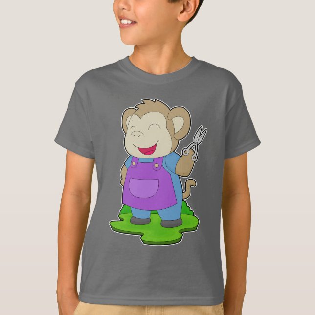 Camiseta Tijeras de la peluquería de mono (Anverso)