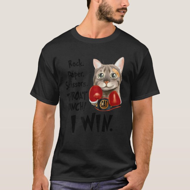 Camiseta Tijeras de papel de roca de gato rozan punzón y ga (Anverso)