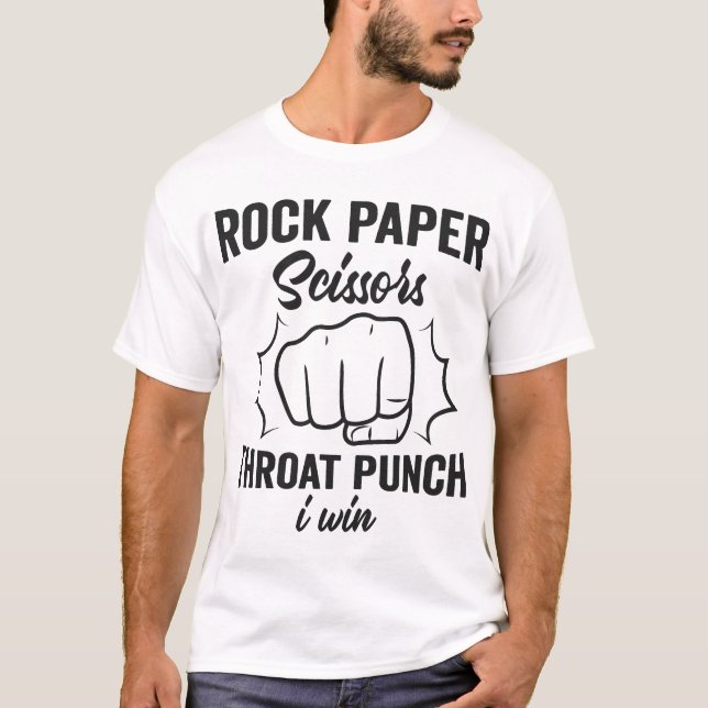 Camiseta Tijeras de papel de roca de punzón de rotura gano (Anverso)