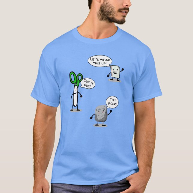 Camiseta Tijeras de papel de roca del Personalizado Kawaii  (Anverso)