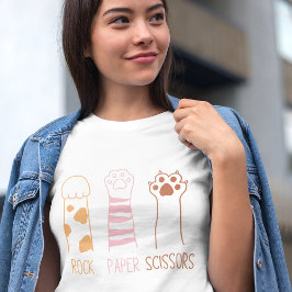 Camiseta Tijeras de papel de rock con patas de gato diverti
