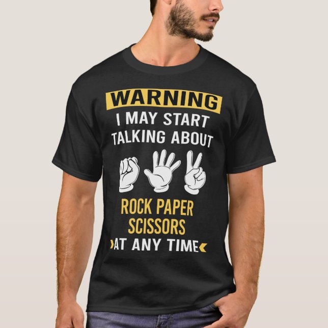 Camiseta Tijeras de papel de rock de advertencia divertida (Anverso)