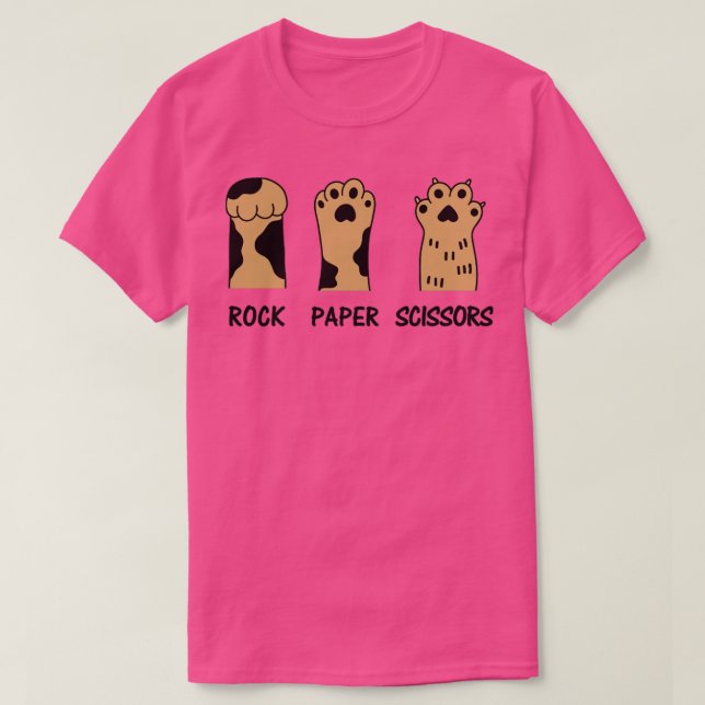 Camiseta Tijeras de papel de rock gato divertido1 (Diseño del anverso)