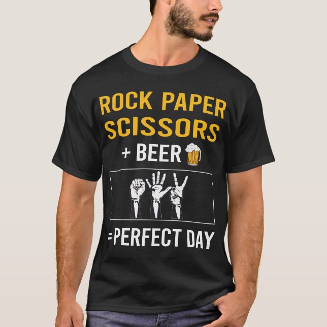 Camiseta Tijeras de papel de rock para el Día de la Cerveza (Anverso)