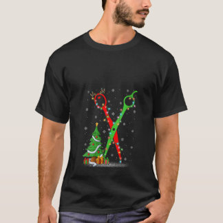 Camiseta Tijeras de peluquera para mujeres Luces de árbol d