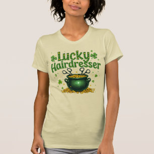 Camiseta Tijeras Lucky Hairdresser Green St Patricks Day