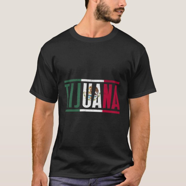 Camiseta Tijuana Baja California Con La Bandera De Mã Xico (Anverso)