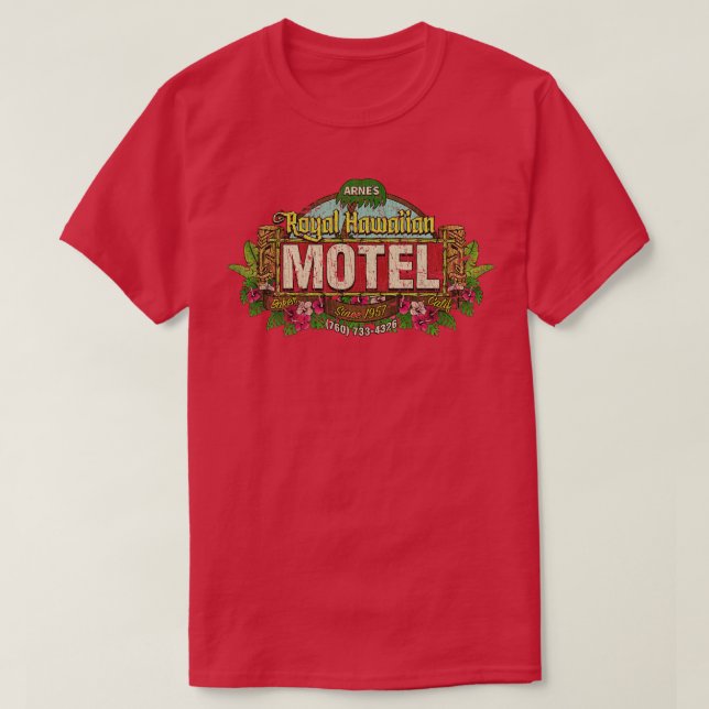 Camiseta Tiki Arnes Royal Hawaiian Motel 1957 (Diseño del anverso)