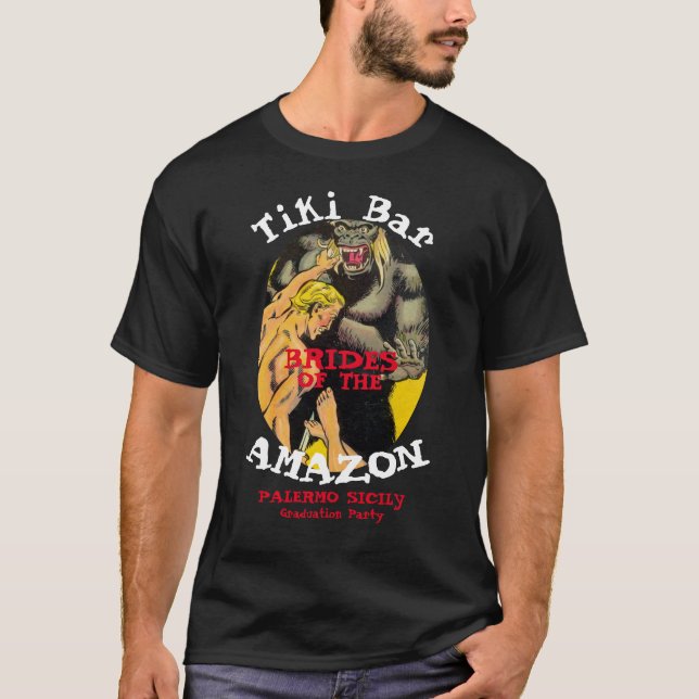 Camiseta Tiki Bar Barbacoa de Despedida de Soltero Amazon (Anverso)
